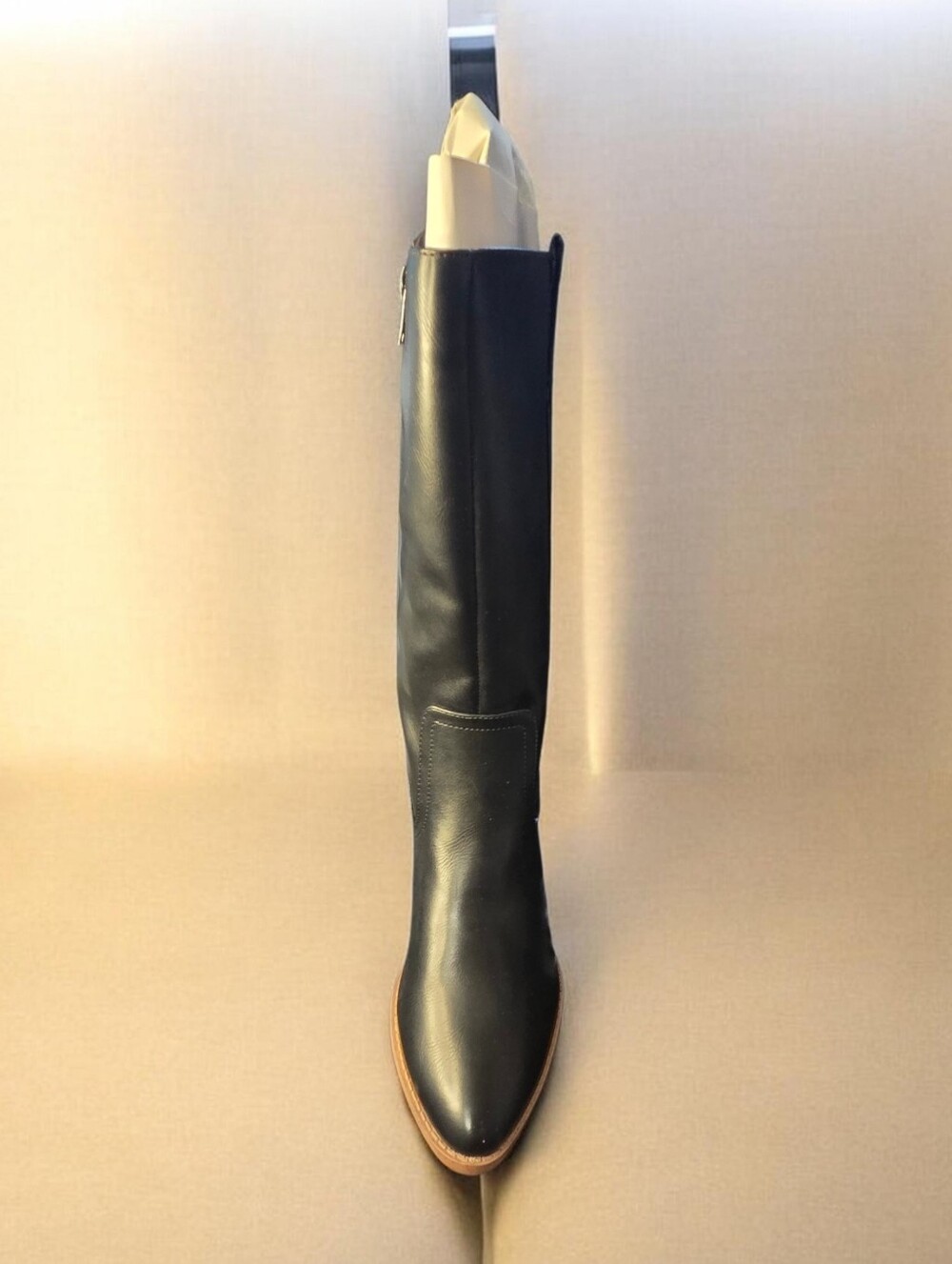 DV Dolce Vita Black Leather Knee-High Block Heel Boots | Side Zip, SZ 9- NEW - Picture 3 of 6